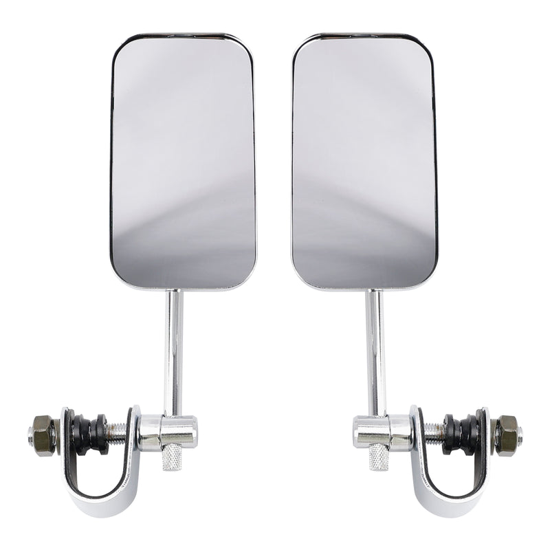 Cafe Racer Bobber Chopper Tracker Chrome Retro Retangular Mirrors with clamp