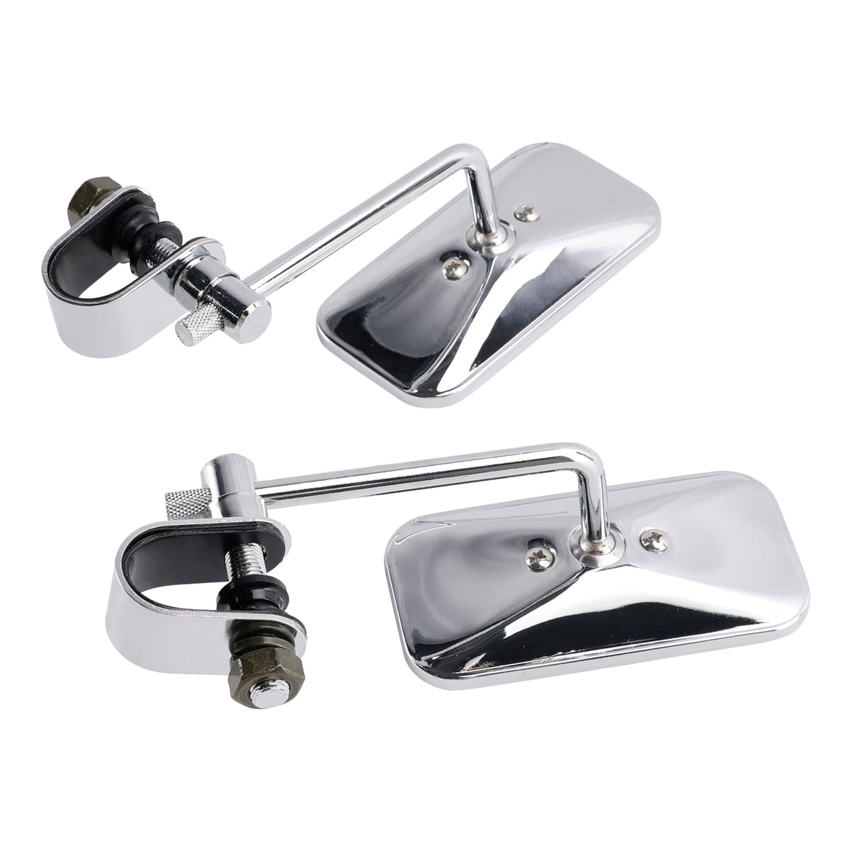 Cafe Racer Bobber Chopper Tracker Chrome Retro Retangular Mirrors with clamp