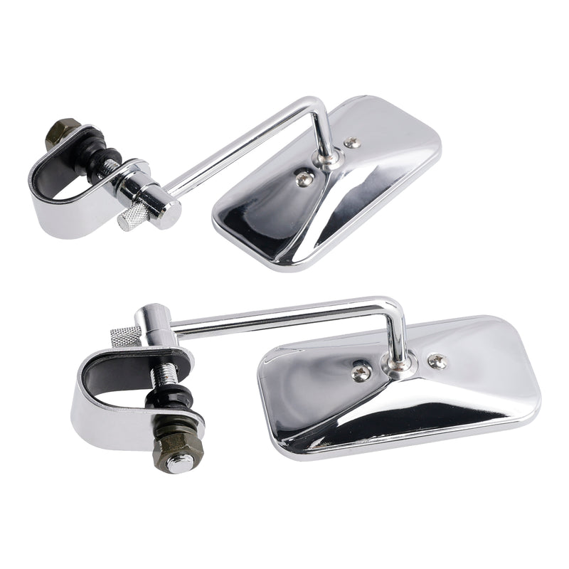 Cafe Racer Bobber Chopper Tracker Chrome Retro Retangular Mirrors with clamp