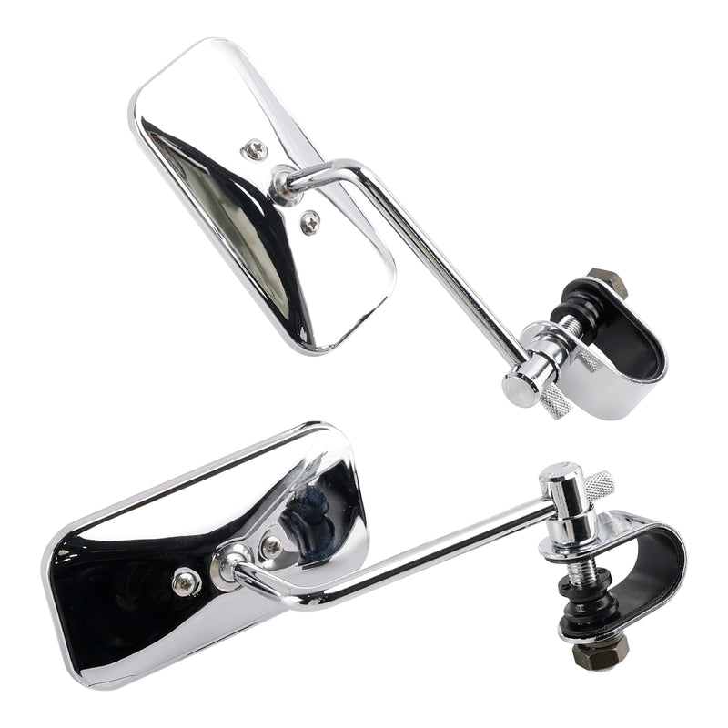 Cafe Racer Bobber Chopper Tracker Chrome Retro Retangular Mirrors with clamp