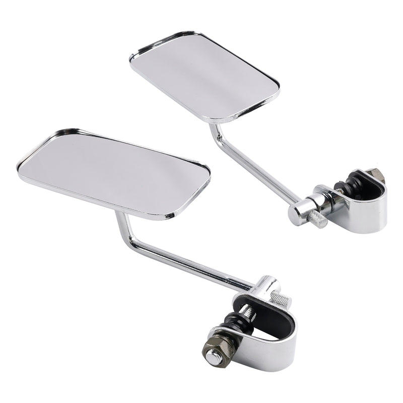 Cafe Racer Bobber Chopper Tracker Chrome Retro Retangular Mirrors with clamp