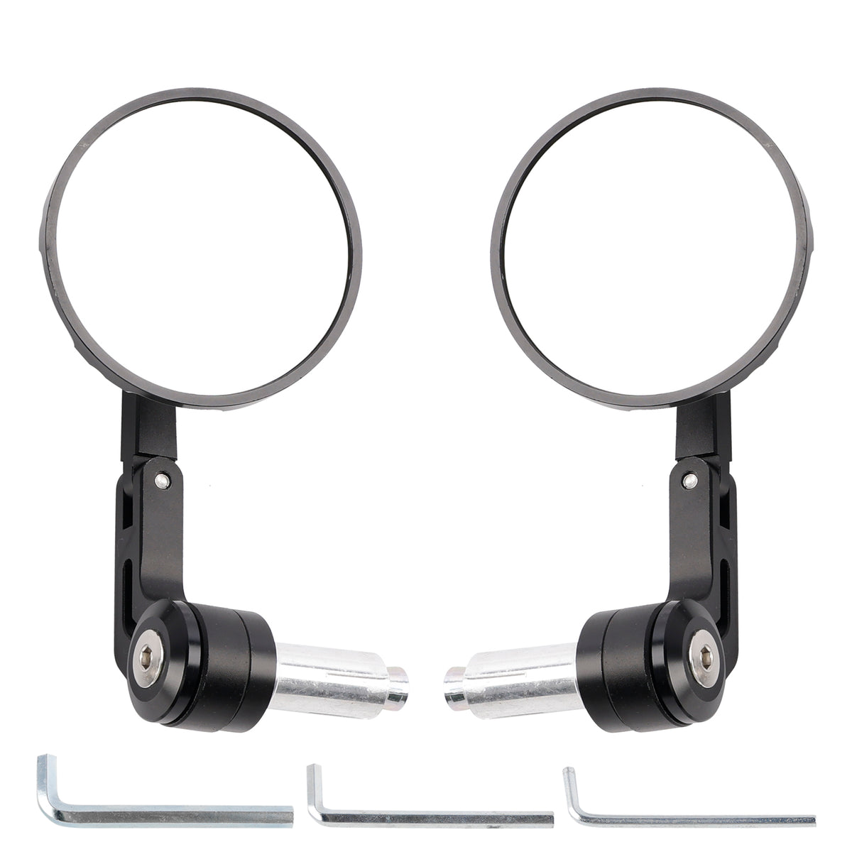 CNC Aluminium Carbon Black 3" Round Bar End Mirror Set 7/8" 1" Universal