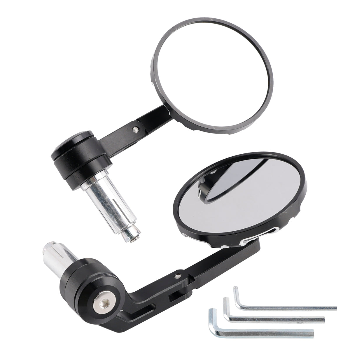 CNC Aluminium Carbon Black 3" Round Bar End Mirror Set 7/8" 1" Universal