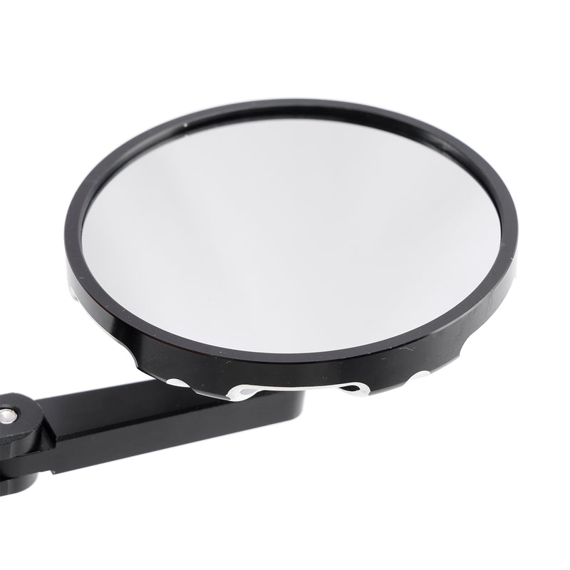 CNC Aluminium Carbon Black 3" Round Bar End Mirror Set 7/8" 1" Universal