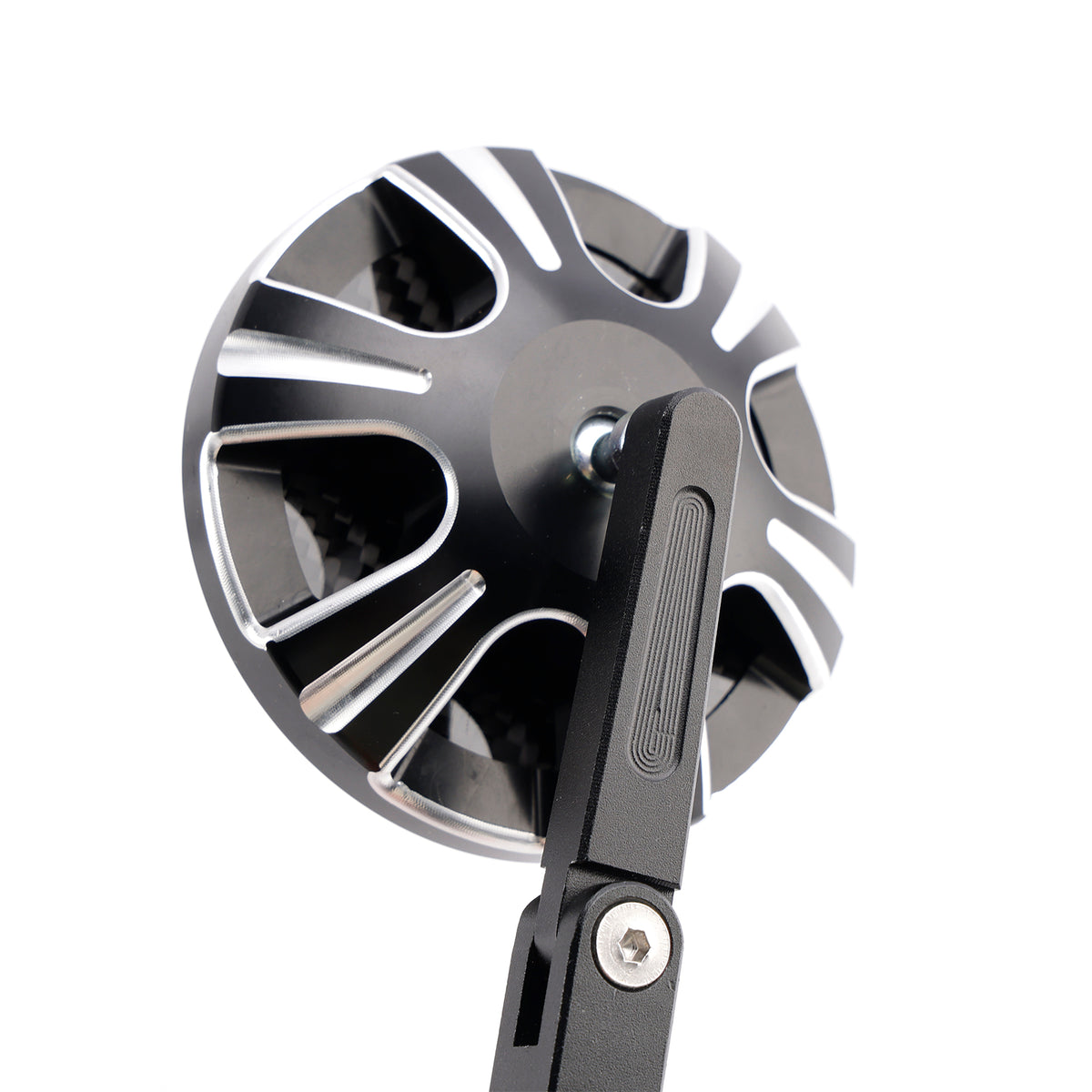 CNC Aluminium Carbon Black 3" Round Bar End Mirror Set 7/8" 1" Universal
