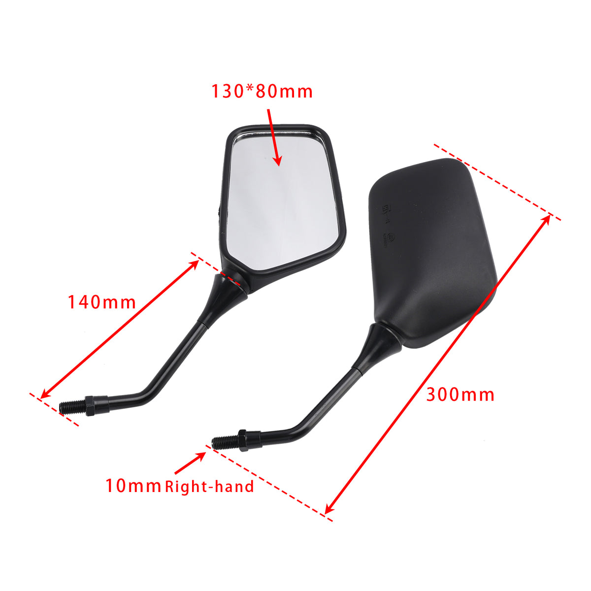 Kawasaki KLR250 KLR600 KLR650 Pair Black Mirrors M10 Rearview Mirrors