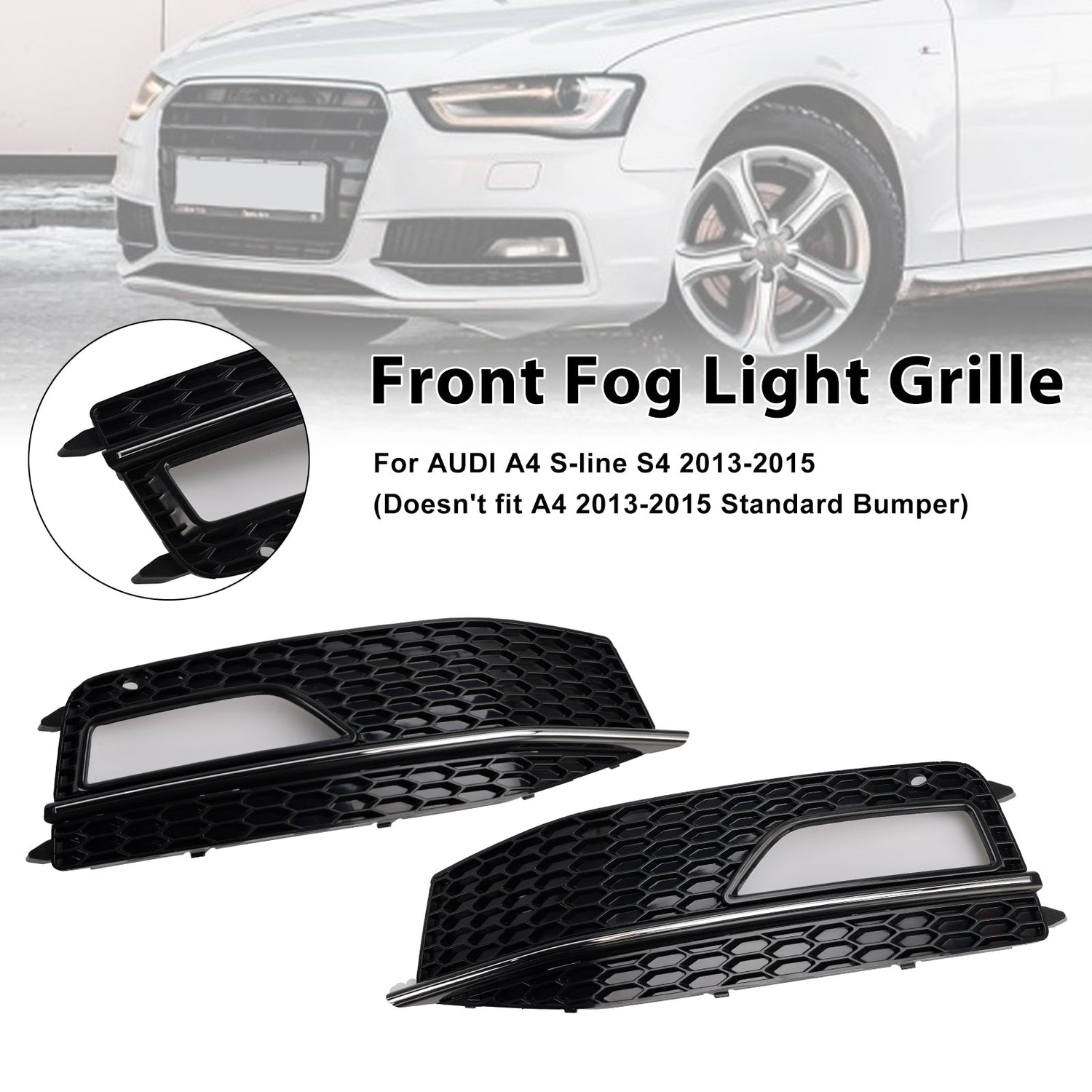 2013-2015 Audi A4 S-line S4 Bumper Fog Light Lamp Cover Grill Grille 8K0807682M 8K0807681 L