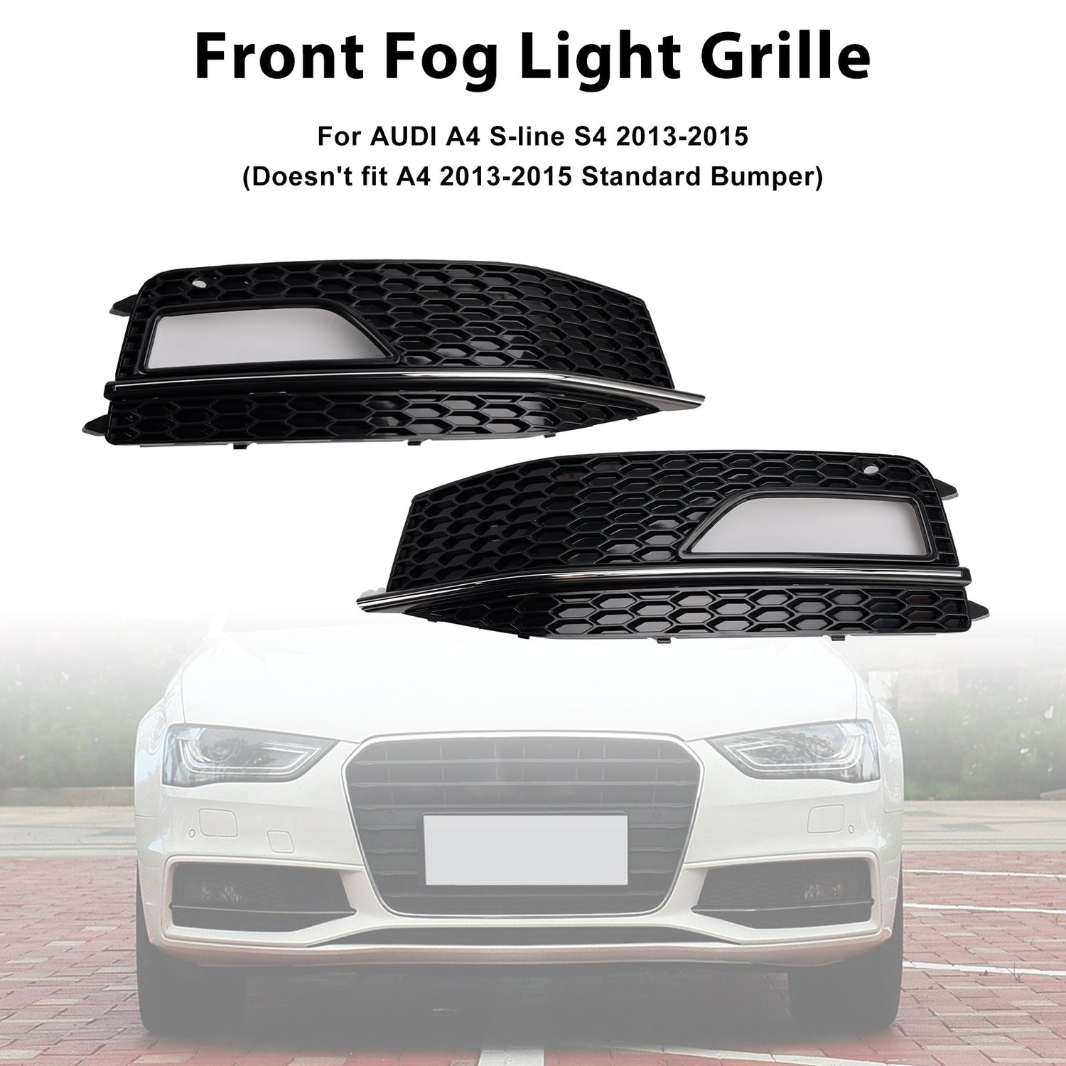 Audi A4 S-line S4 2013-2015 Bumper Fog Light Lamp Cover Grill Grille 8K0807682M 8K0807681 L