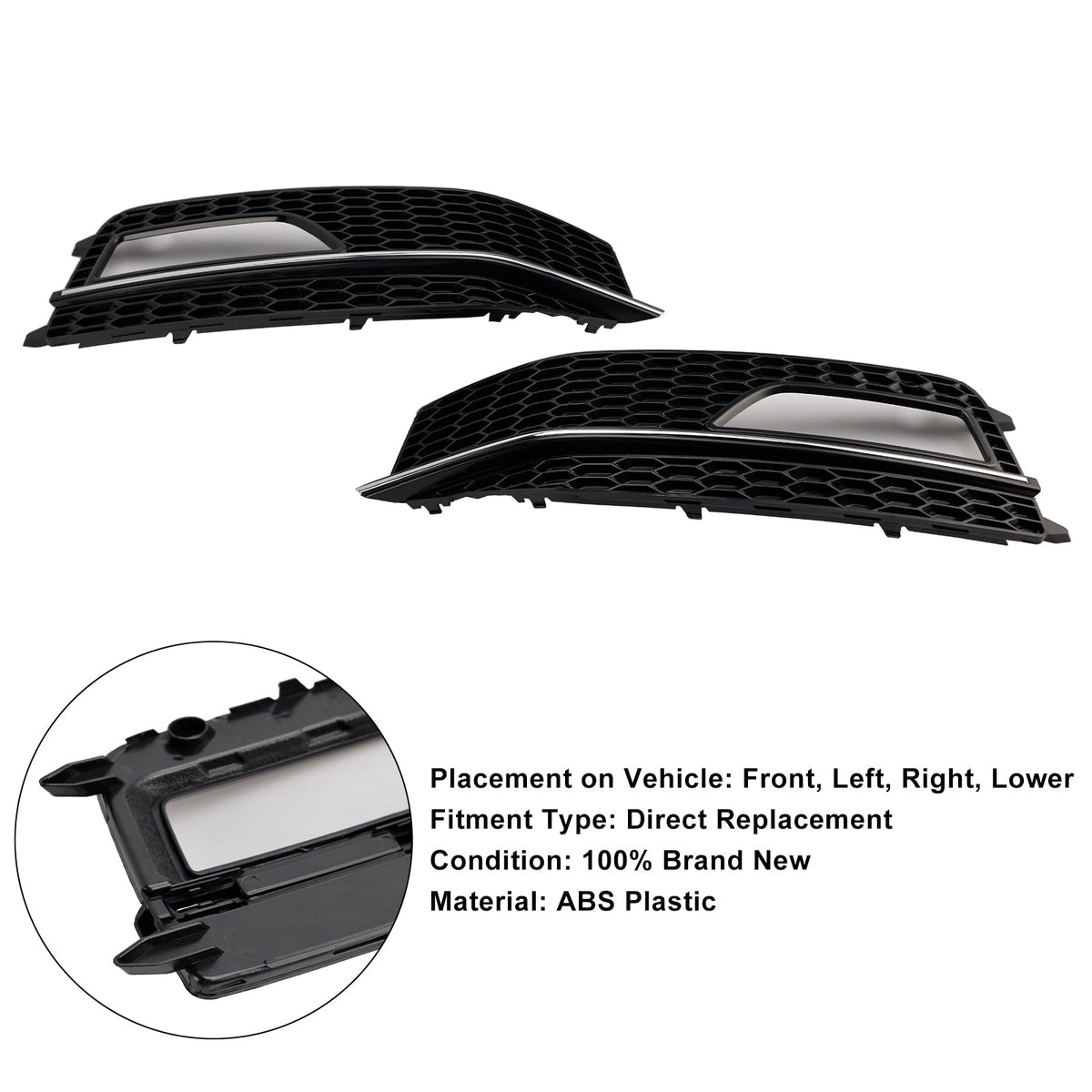 Audi A4 S-line S4 2013-2015 Bumper Fog Light Lamp Cover Grill Grille 8K0807682M 8K0807681 L