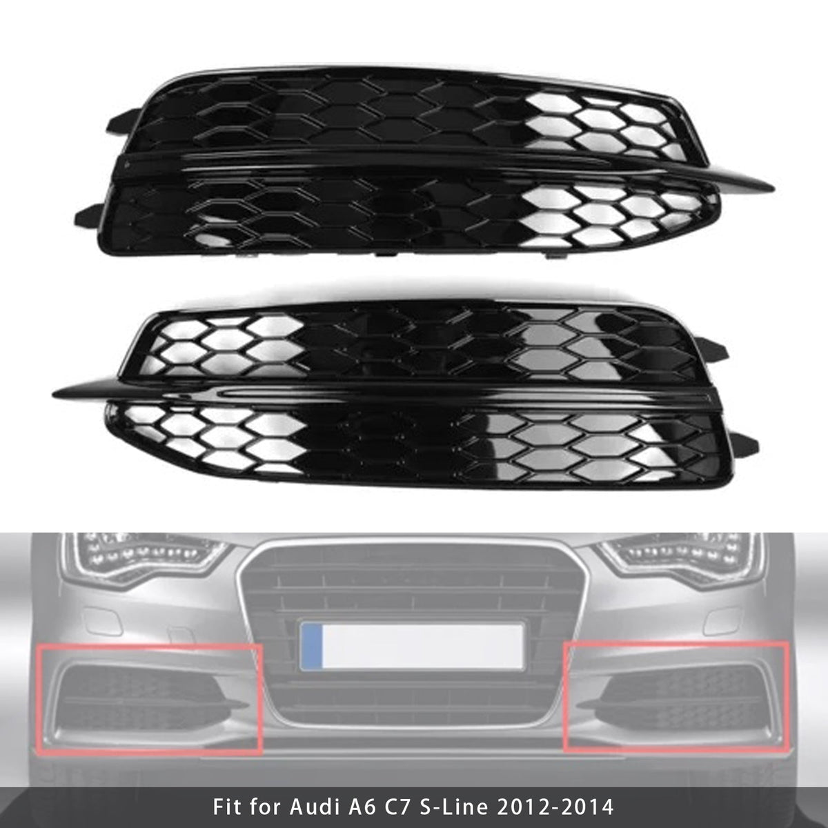 2012-2014 Audi A6 C7 S-Line 2PCS Car Front Bumper Fog Light Grill 4G0807681D 4G0807682D