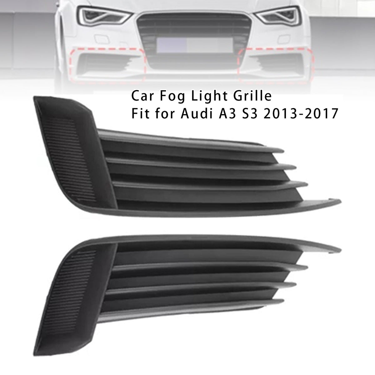 2013-2017 Audi A3 S3 Pair Car Front Bumper Fog Light Grille