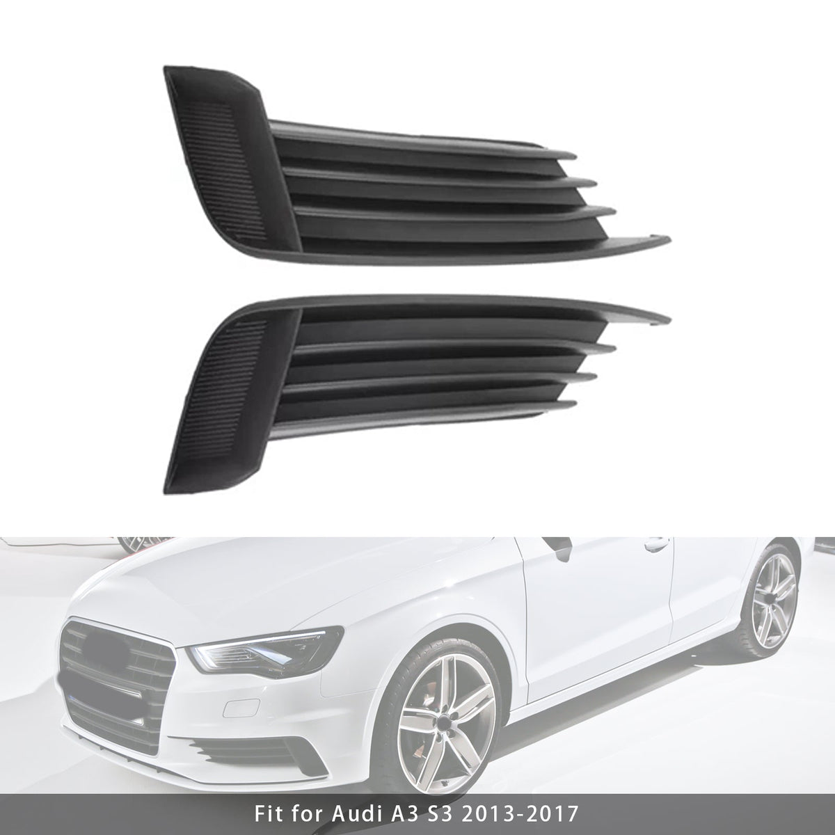 2013-2017 Audi A3 S3 Pair Car Front Bumper Fog Light Grille