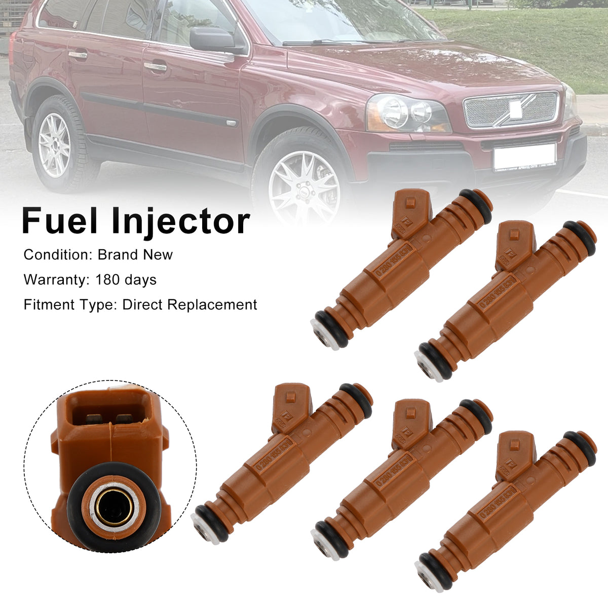 Volvo S60 S80 C70 XC90 2.4L 2.5L 1998-2009 5PCS Fuel Injector 0280155831