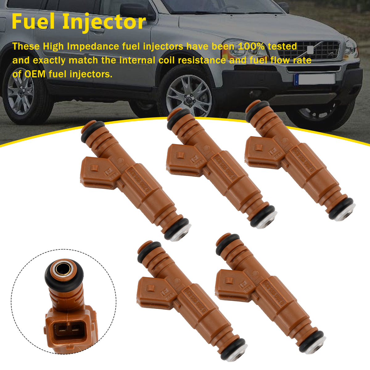 Volvo S60 S80 C70 XC90 2.4L 2.5L 1998-2009 5PCS Fuel Injector 0280155831