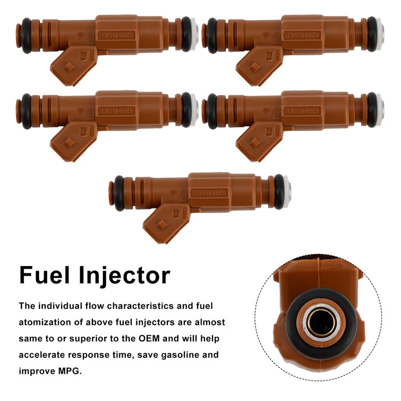 Volvo S60 S80 C70 XC90 2.4L 2.5L 1998-2009 5PCS Fuel Injector 0280155831