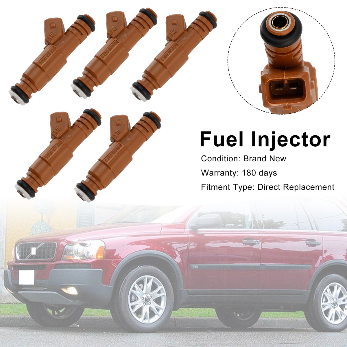 Volvo S60 S80 C70 XC90 2.4L 2.5L 1998-2009 5PCS Fuel Injector 0280155831