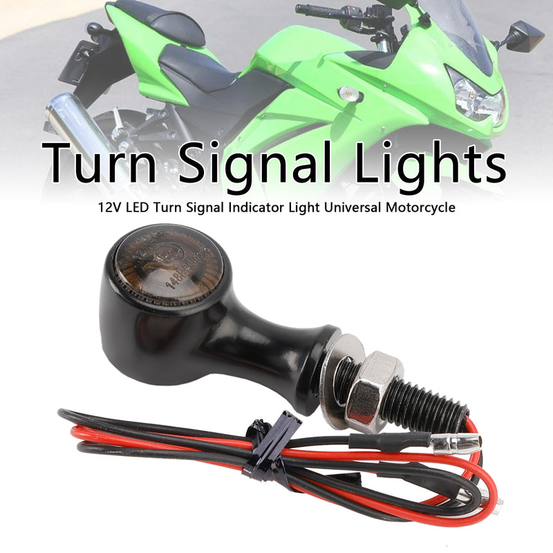 Suzuki Black 12V LED Turn Signal Indicator Light 8mm Universal Motorcycle