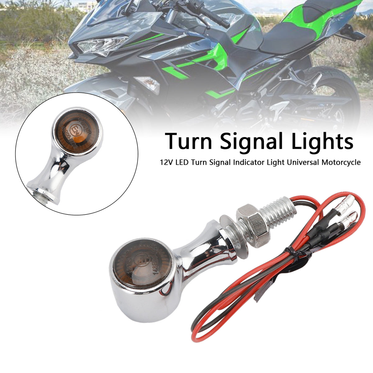 Suzuki Chrome 12V LED Turn Signal Indicator Light 8mm Universal Motorcycle
