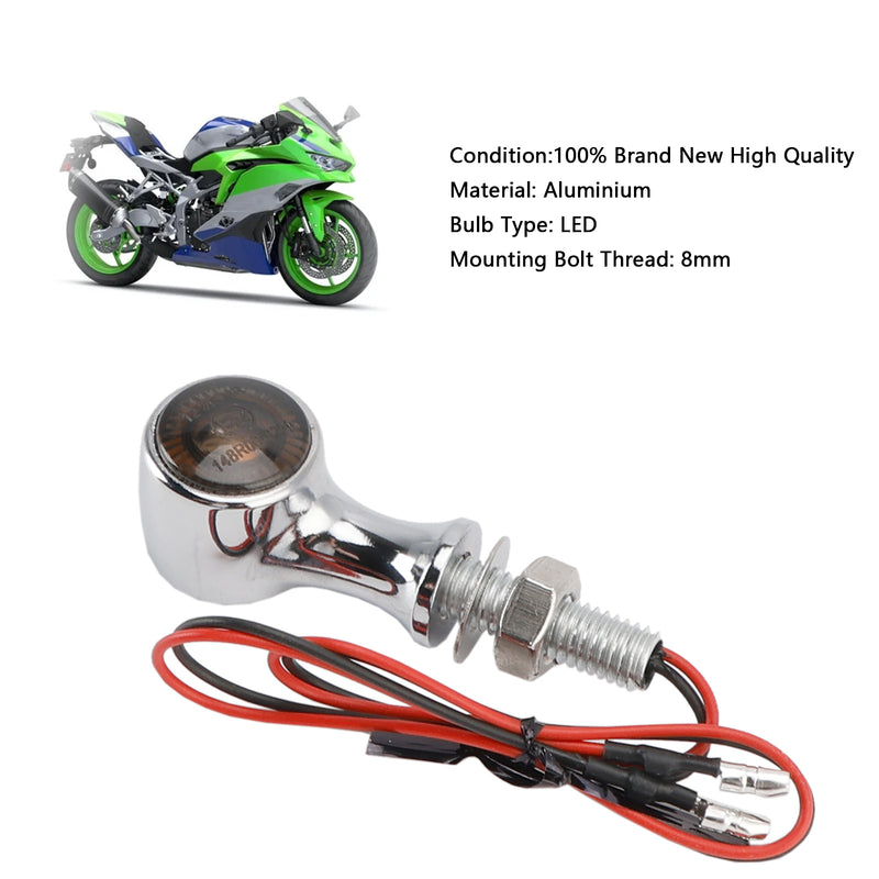 Suzuki Chrome 12V LED Turn Signal Indicator Light 8mm Universal Motorcycle