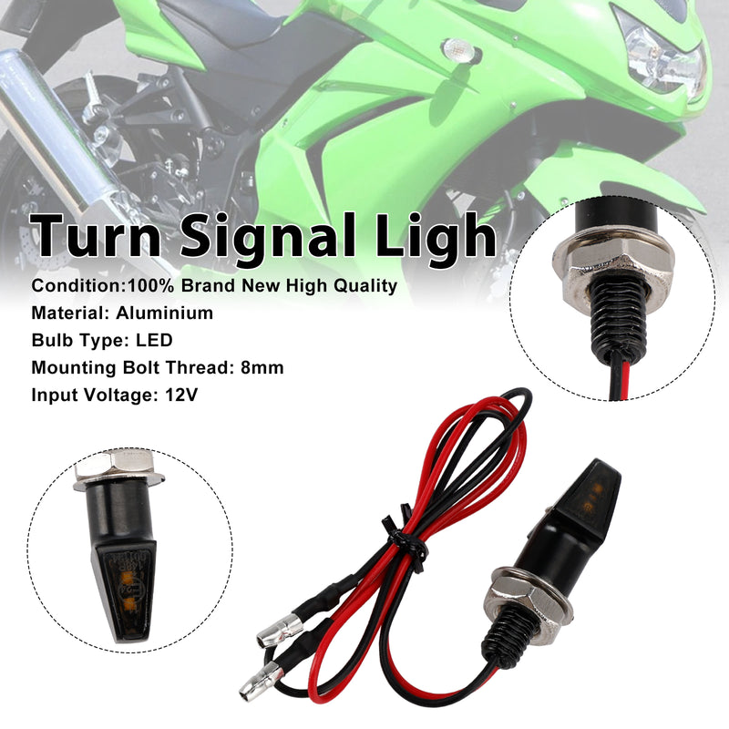 Yamaha Black 12V LED Turn Signal Indicator Light 8mm Universal Motorcycle