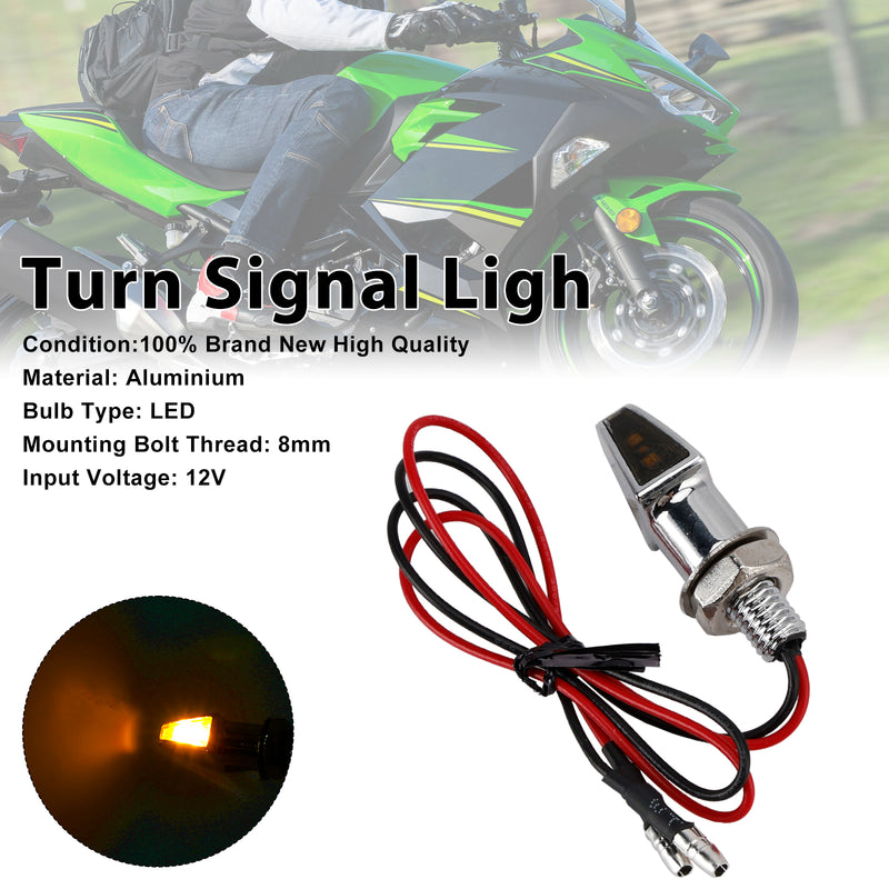 Yamaha Chrome 12V LED Turn Signal Indicator Light 8mm Universal Motorcycle