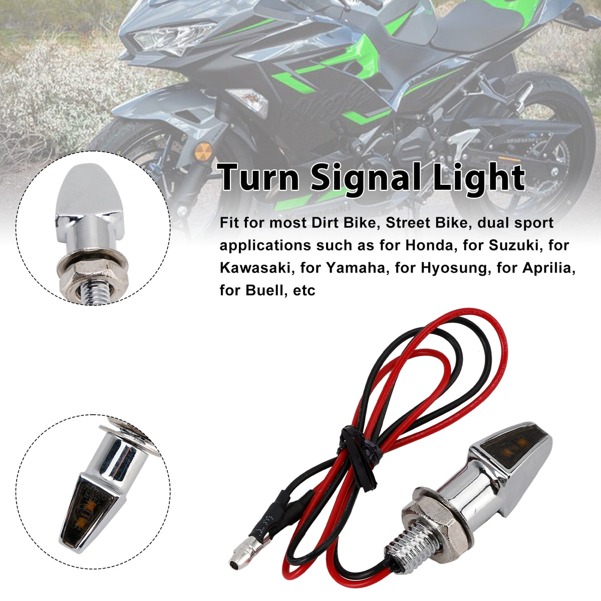 Yamaha Chrome 12V LED Turn Signal Indicator Light 8mm Universal Motorcycle