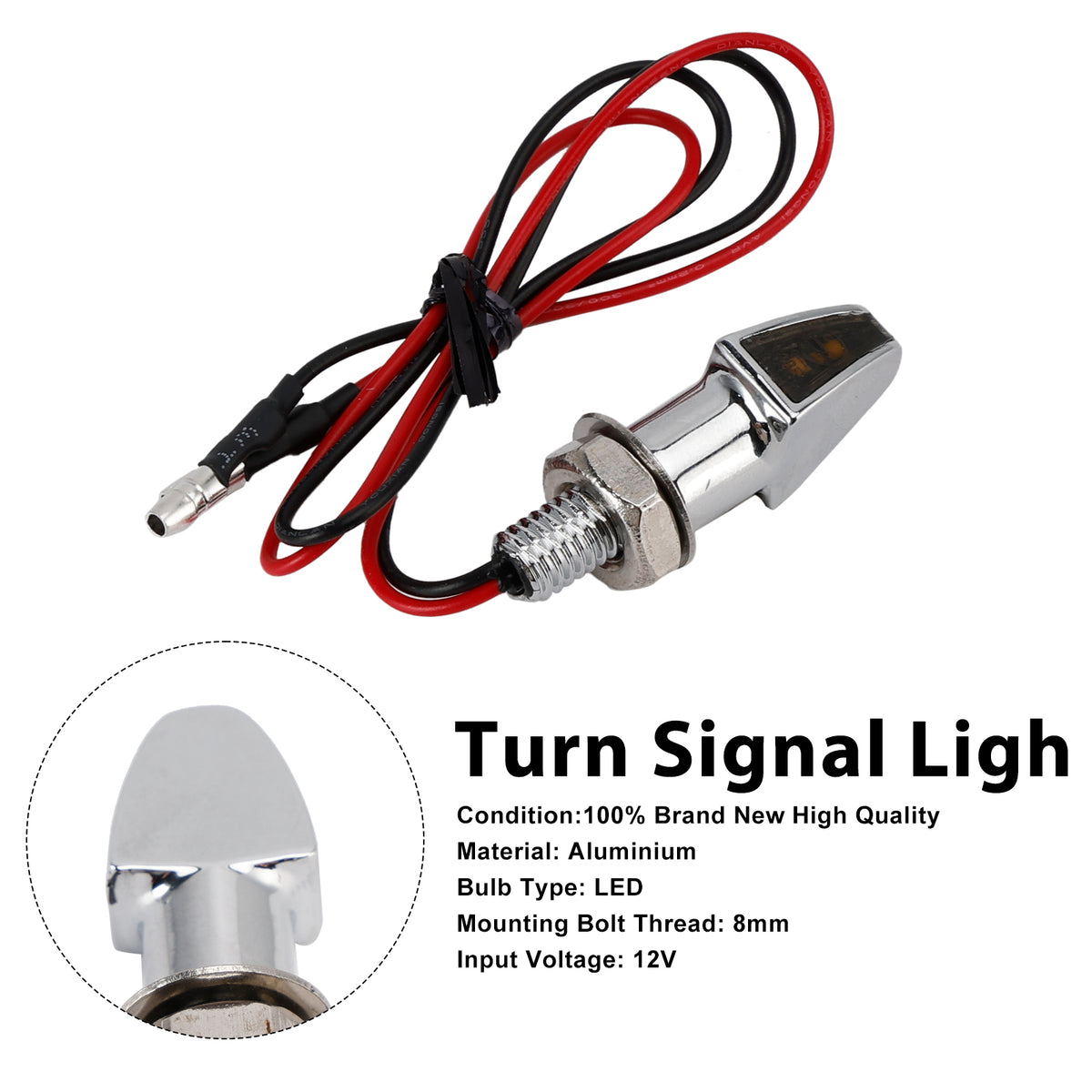 Yamaha Chrome 12V LED Turn Signal Indicator Light 8mm Universal Motorcycle