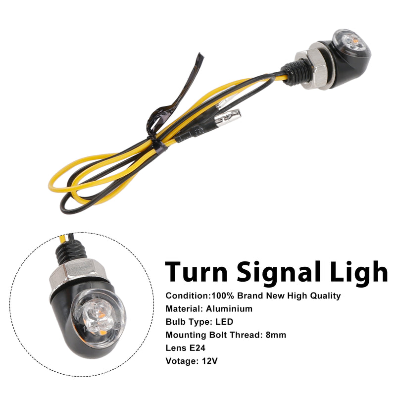 Honda Black 12V LED Turn Signal Indicator Light 8mm Universal Motorcycle