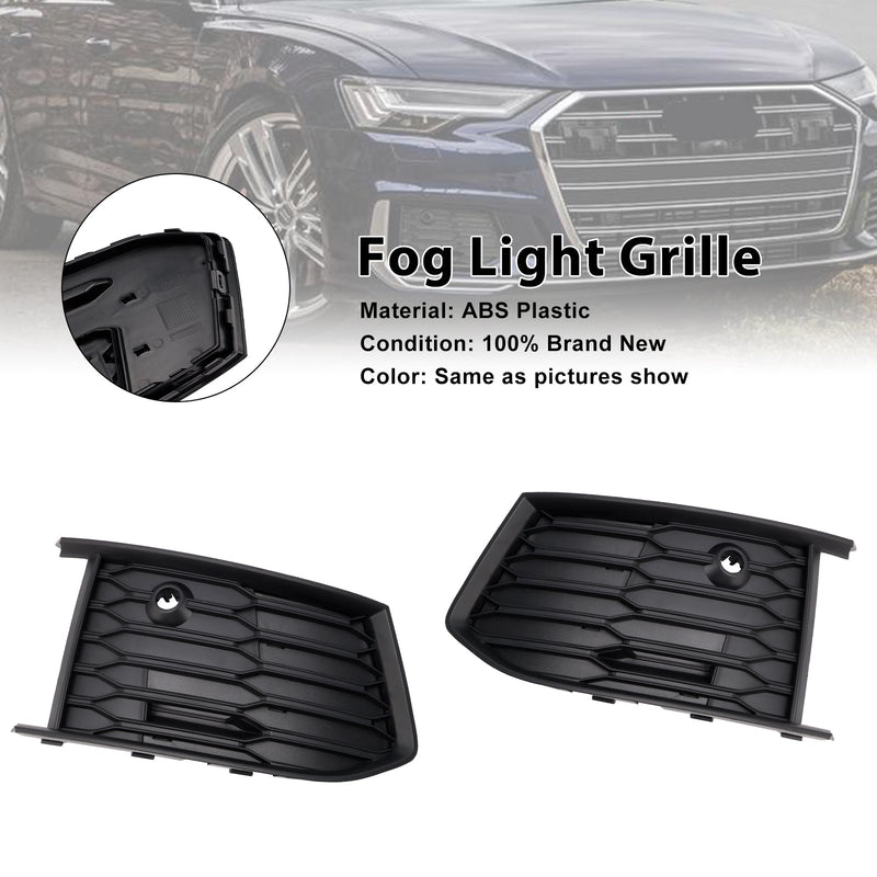 2019-2023  Audi A6 C8 S-Line S6 Pair Front Fog Light Lamp Bezel Grill