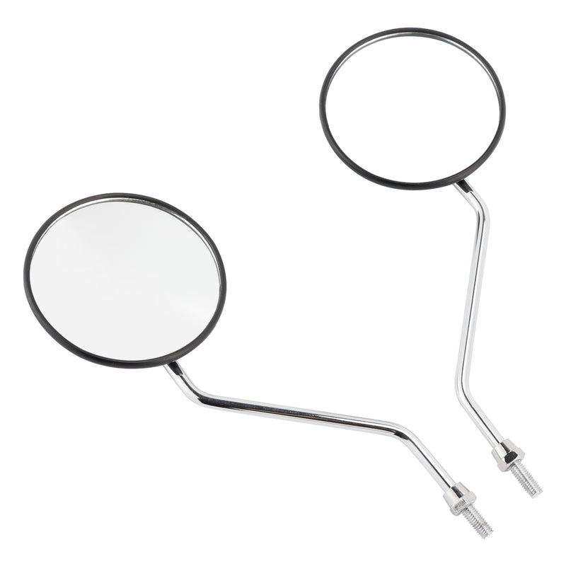 Honda NA/NC/NN/NQ/NX/PA/SE/TG50 C70 Round Black with Chrome Arm Mirror 8mm
