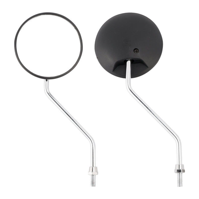 Honda NA/NC/NN/NQ/NX/PA/SE/TG50 C70 Round Black with Chrome Arm Mirror 8mm