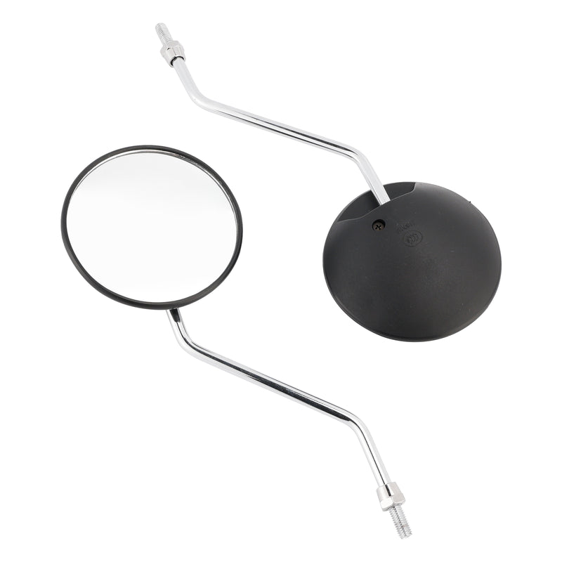 Honda NA/NC/NN/NQ/NX/PA/SE/TG50 C70 Round Black with Chrome Arm Mirror 8mm