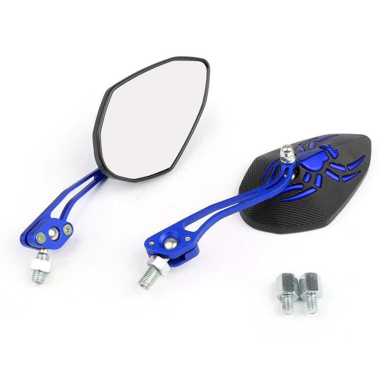 Universal 8mm 10mm Motorcycle Moto Spider Adjusted Rear View Side Mirrors Blue