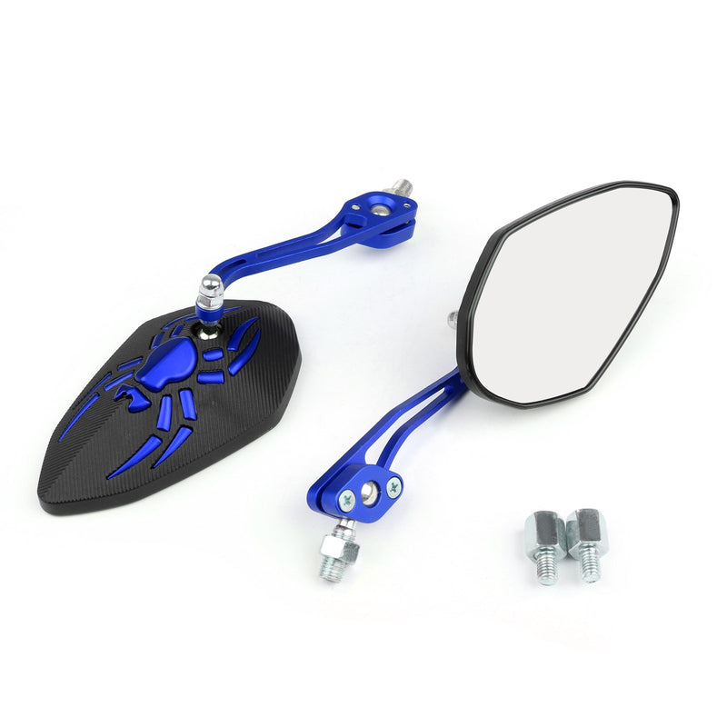 Universal 8mm 10mm Motorcycle Moto Spider Adjusted Rear View Side Mirrors Blue