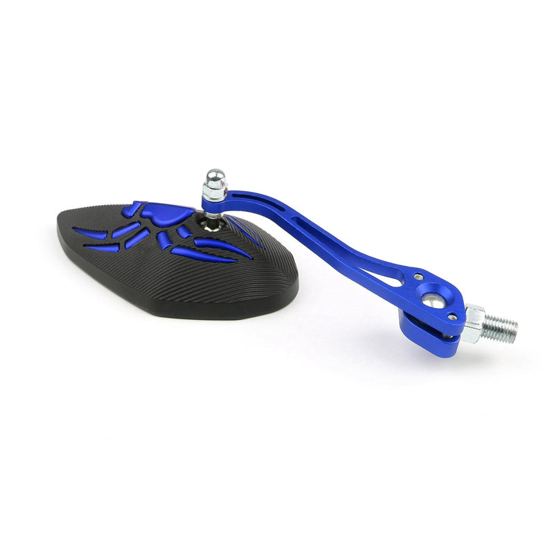 Universal 8mm 10mm Motorcycle Moto Spider Adjusted Rear View Side Mirrors Blue