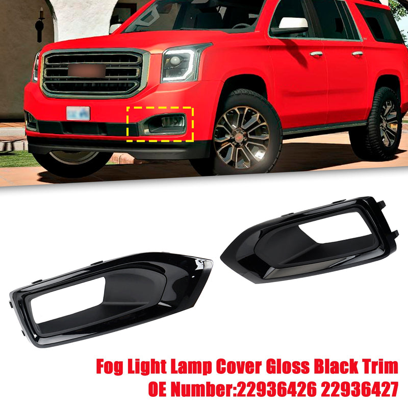 2015-2020 GMC Yukon / Yukon XL Fog Light Lamp Cover Gloss Black Trim Pair