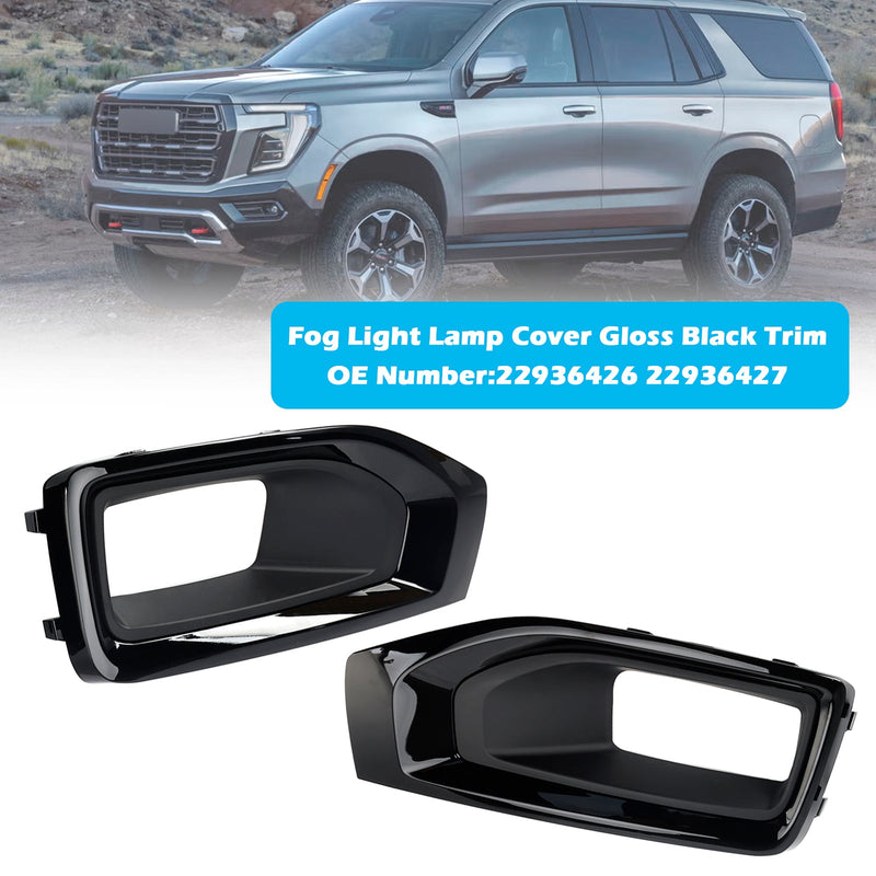 2015-2020 GMC Yukon / Yukon XL Fog Light Lamp Cover Gloss Black Trim Pair