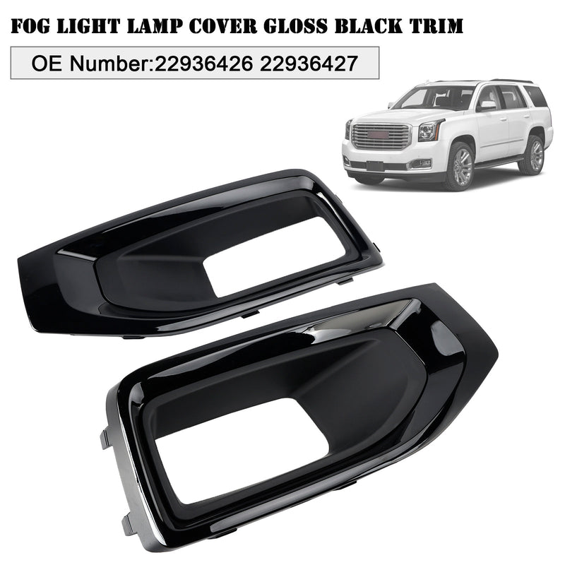 2015-2020 GMC Yukon / Yukon XL Fog Light Lamp Cover Gloss Black Trim Pair