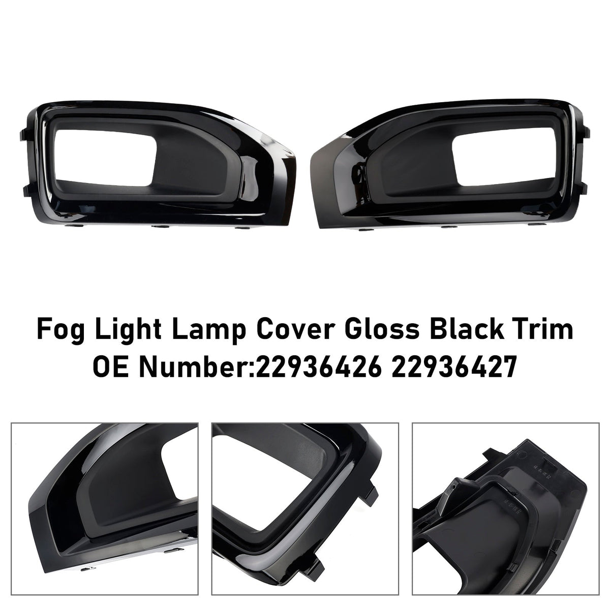 2015-2020 GMC Yukon / Yukon XL Fog Light Lamp Cover Gloss Black Trim Pair