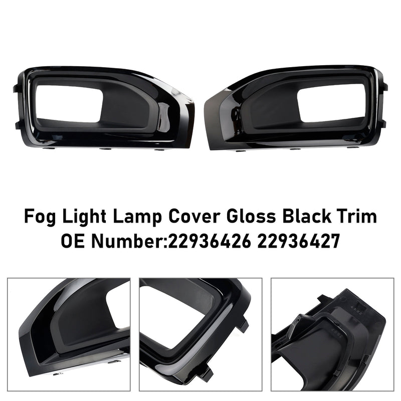 Fog Light Lamp Cover Gloss Black Trim Pair For GMC Yukon / Yukon XL 2015-2020