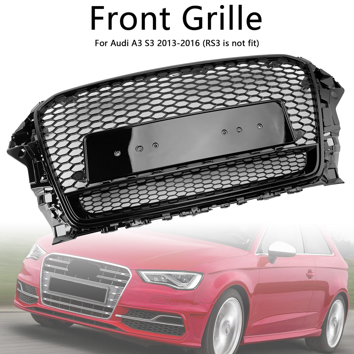 2013-2016 Audi A3 S3 To RS3 Style Front Henycomb Bumper Grill W/Quattro