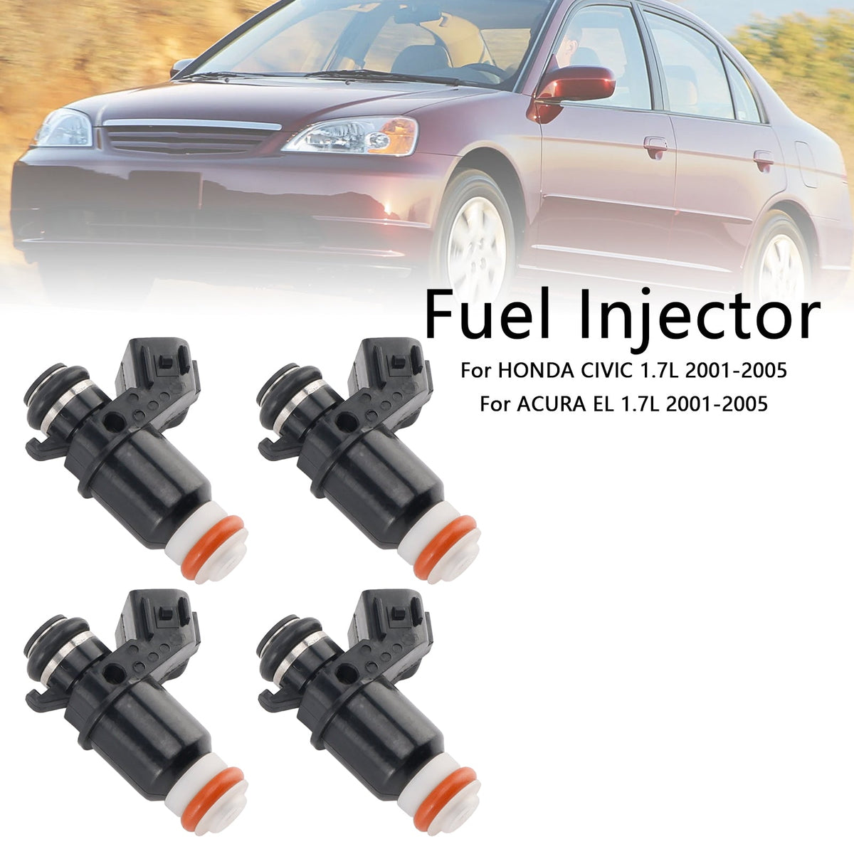 4PCS 16450PLD003 Fuel Injector Fit ACURA EL Fit Honda Civic 1.7L 2001-2005