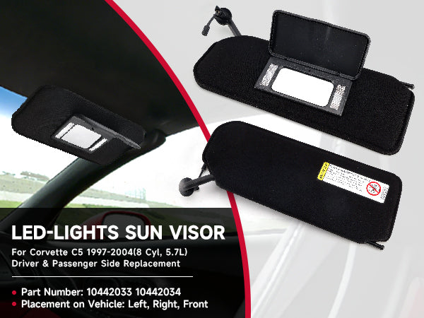 1997-2004 C5 Corvette Left+Right Sun Visor Vanity Mirror C5 Black Sunvisor Shaded F10442033 10442034
