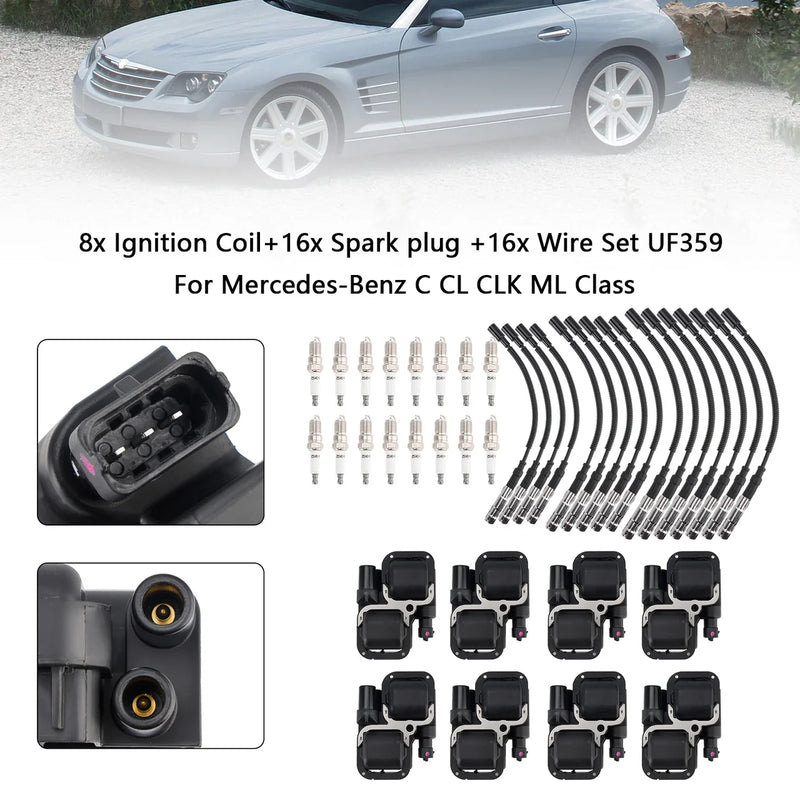 1998-2006 Mercedes Benz E55 AMG 5101209AA 8x Ignition Coil+16x Spark plug +16x Wire Set