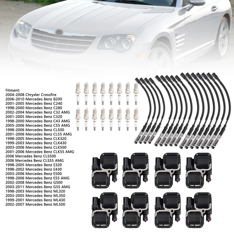 1999 Mercedes Benz S320 5101209AA 8x Ignition Coil+16x Spark plug +16x Wire Set