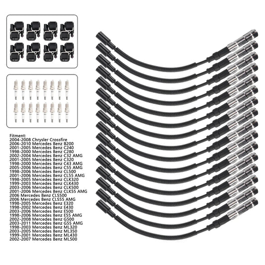 1998-2000 Mercedes Benz C43 AMG 5101209AA 8x Ignition Coil+16x Spark plug +16x Wire Set