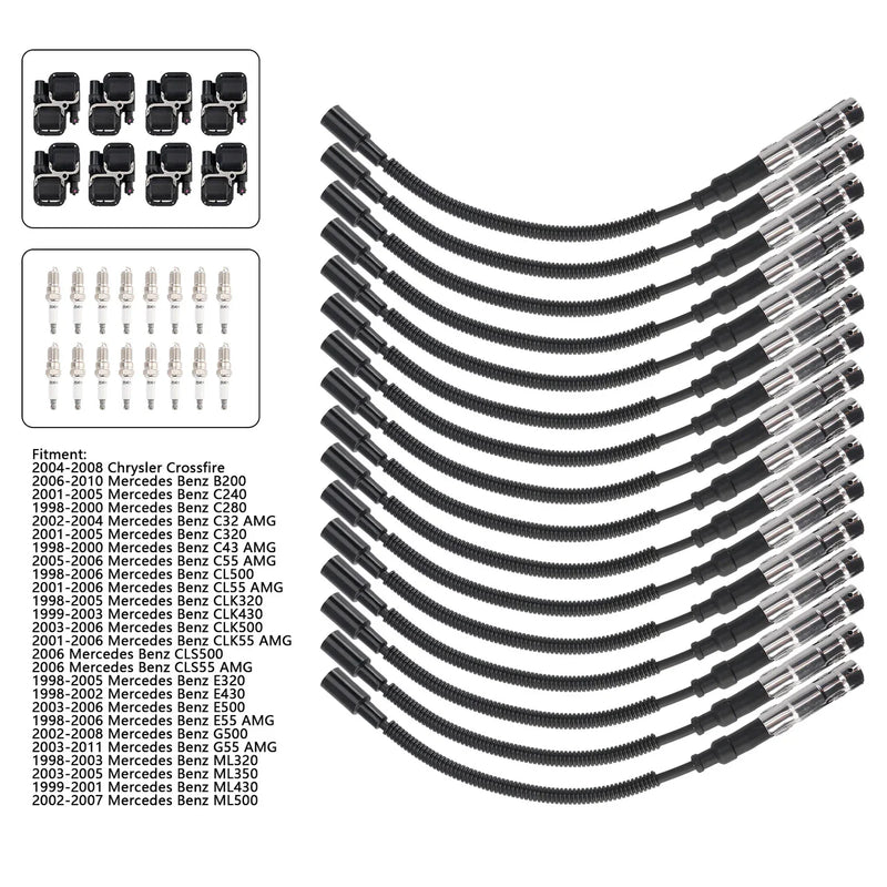 1999-2003 Mercedes Benz CLK430 5101209AA 8x Ignition Coil+16x Spark plug +16x Wire Set