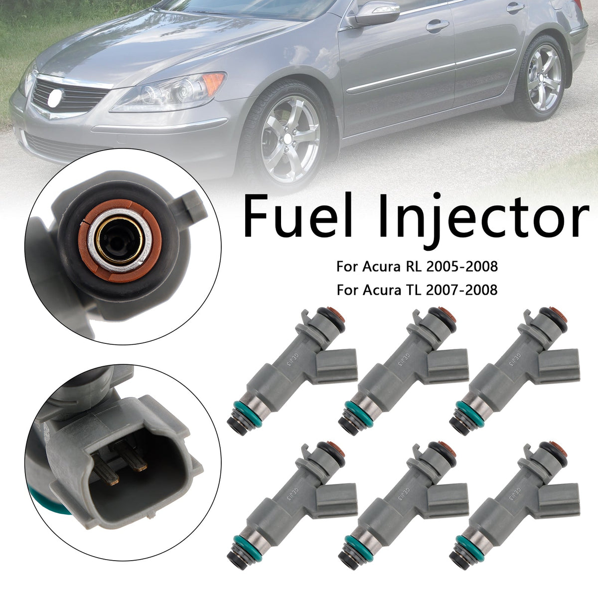 6PCS 16450RJAA01 Fuel Injector 16450-RJA-A01 Fit Acura RL TL 3.5L V6 2005-2008
