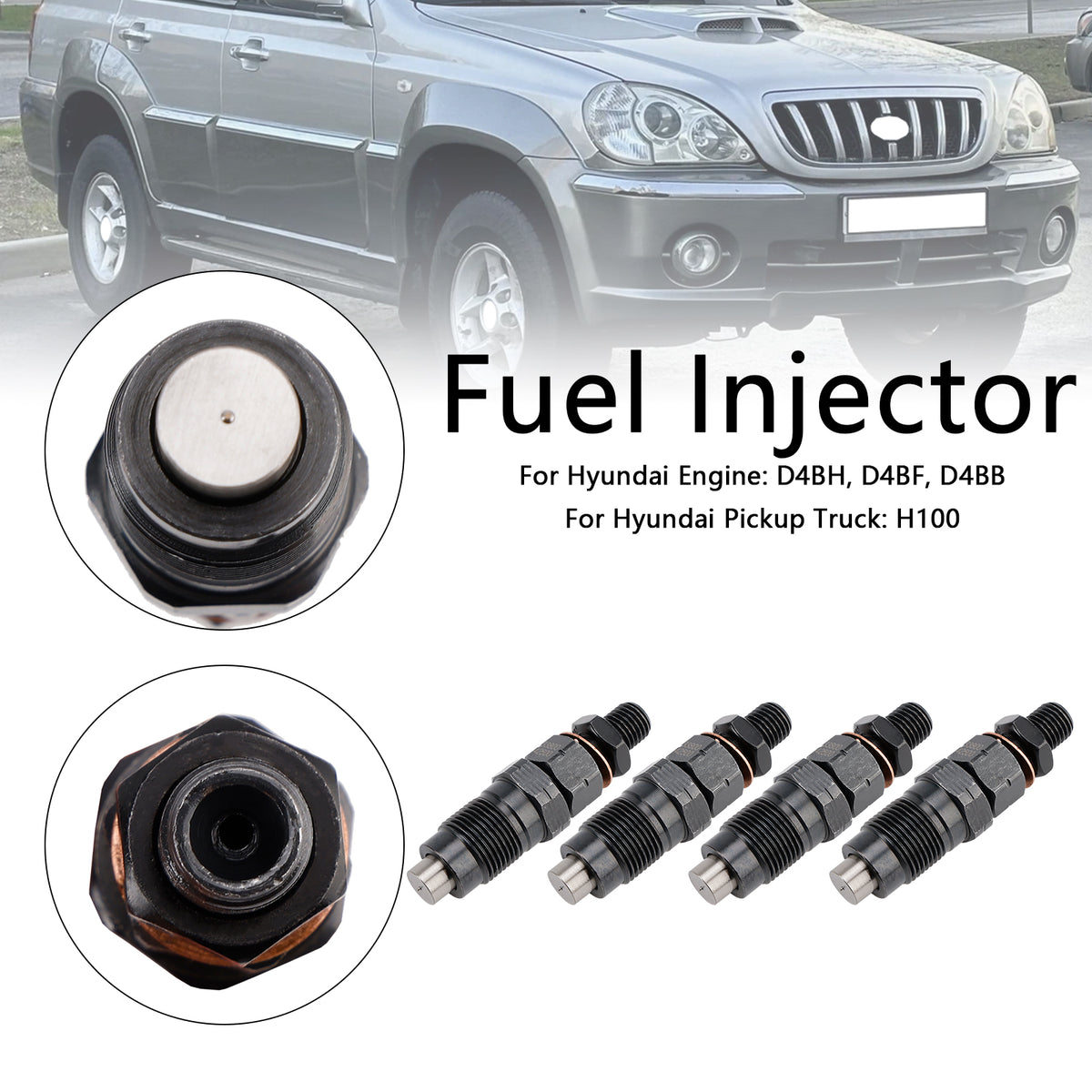 Hyundai D4BH D4BF Pickup H100 Minivan H1 4PCS Fuel Injector 33800-42500