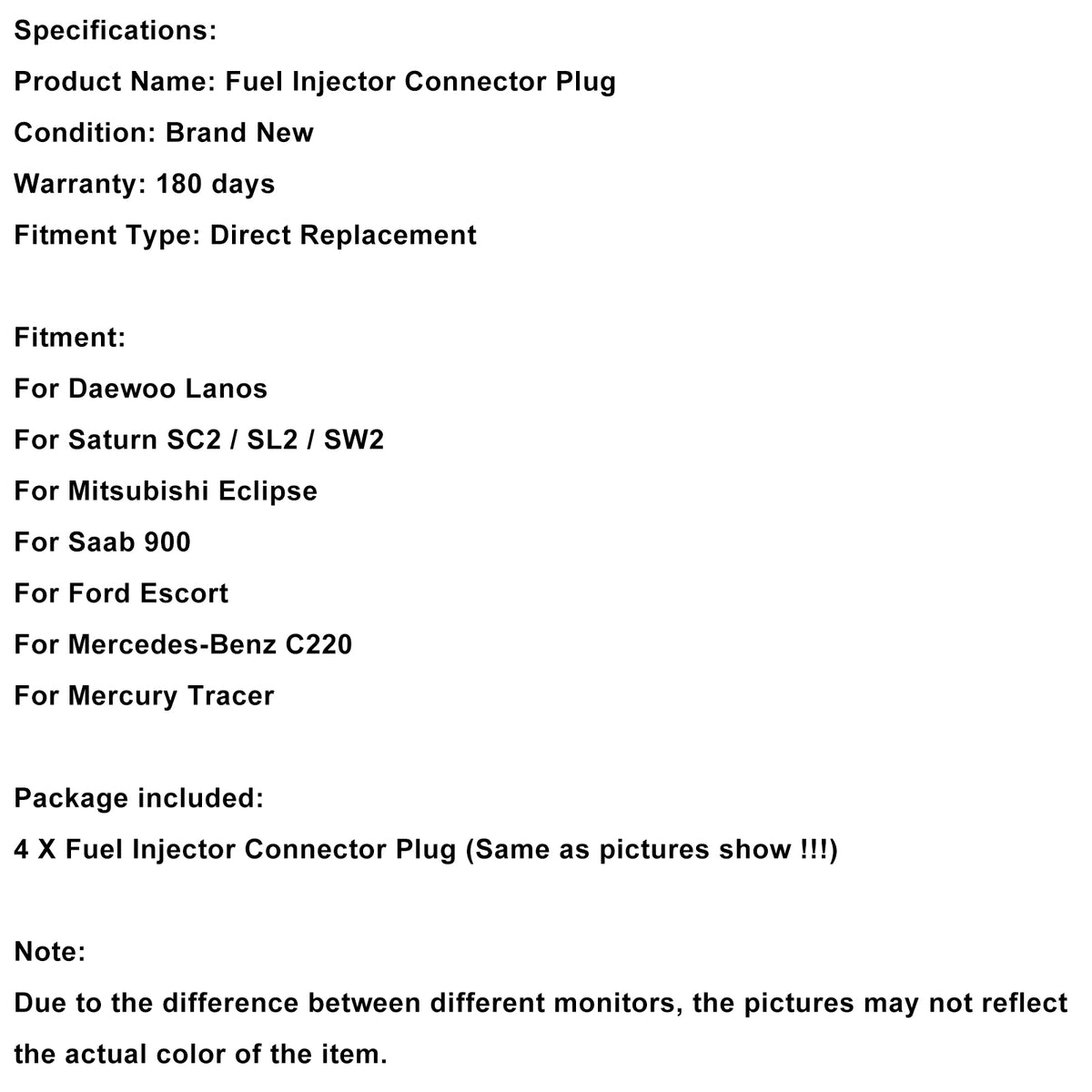 Daewoo 4-EV1 Fuel Injector Connector Plug Clip Pigtail Quick Disconnect